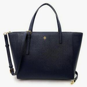 Tory Burch Navy Emerson Triple Compartment Tote